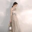 Elegant Champagne Selskapskjoler 2020 Prinsesse Kjæreste Uten Ermer Beading Glitter Tyll Lange Buste Ryggløse Formelle Kjoler