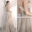 Elegant Champagne Selskapskjoler 2020 Prinsesse Kjæreste Uten Ermer Beading Glitter Tyll Lange Buste Ryggløse Formelle Kjoler