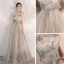 Elegant Champagne Selskapskjoler 2020 Prinsesse Kjæreste Uten Ermer Beading Glitter Tyll Lange Buste Ryggløse Formelle Kjoler