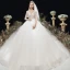 Illusion Ivoire Transparentes Enceinte Robe De Mariée 2020 Empire V-Cou 3/4 Manches Dos Nu Percé Appliques En Dentelle Perlage Chapel Train Volants
