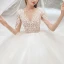 Illusion Ivoire Transparentes Enceinte Robe De Mariée 2020 Empire V-Cou 3/4 Manches Dos Nu Percé Appliques En Dentelle Perlage Chapel Train Volants