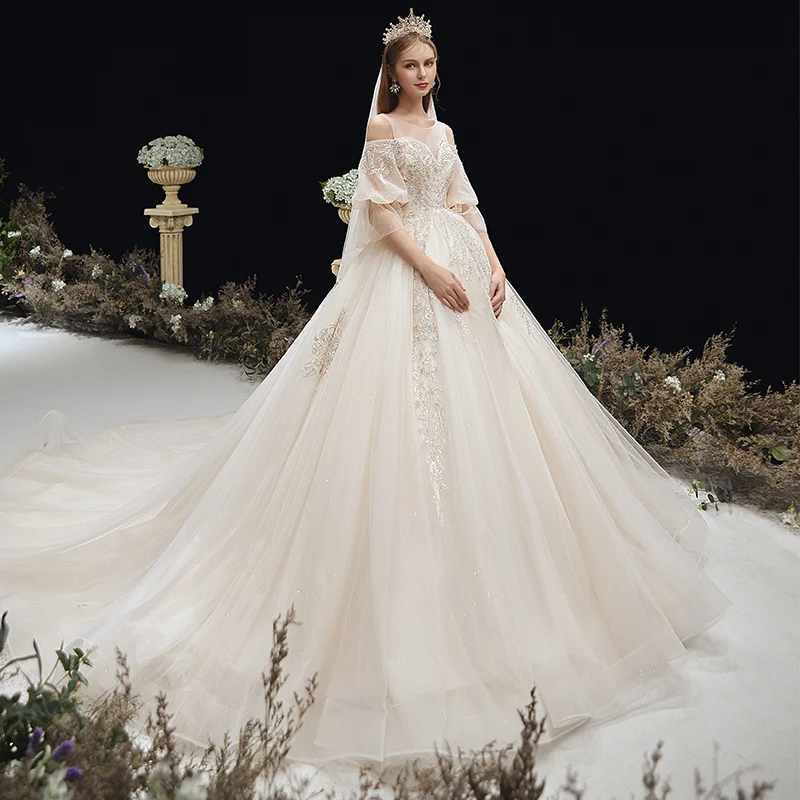 green emerald velvet dress A-Line V-Neck Sleeveless Empire Lace Appliques Tulle Wedding Dress –  Movousdress main image 0