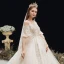 Victorian Style Champagne See-through Pregnant Wedding Dresses 2020 Empire Scoop Neck Puffy 3/4 Sleeve Backless Appliques Lace Beading Glitter Tulle Cathedral Train Ruffle