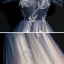 Chic / Belle Bleu Marine Dégradé De Couleur Champagne Robe De Soirée 2020 Princesse De l'épaule Manches Courtes Perlage Glitter Tulle Longue Volants Dos Nu Robe De Ceremonie