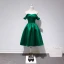 Modest / Simple Dark Green Party Dresses 2018 A-Line / Princess Off-The-Shoulder Short Sleeve Knee-Length Ruffle Backless Formal Dresses
