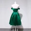 Modest / Simple Dark Green Party Dresses 2018 A-Line / Princess Off-The-Shoulder Short Sleeve Knee-Length Ruffle Backless Formal Dresses