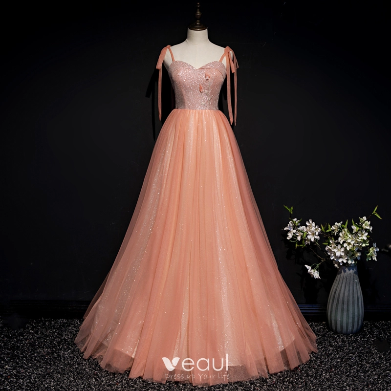 Spaghetti Long A-line Pink Tulle Applqiues Prom Dresses, Handmade Flowers Prom Dresses, 2020 Prom Dresses Spaghetti Long A-line Pink Tulle Applqiues Prom Dresses, Handmade Flowers Prom Dresses, 2020 Prom Dresses
