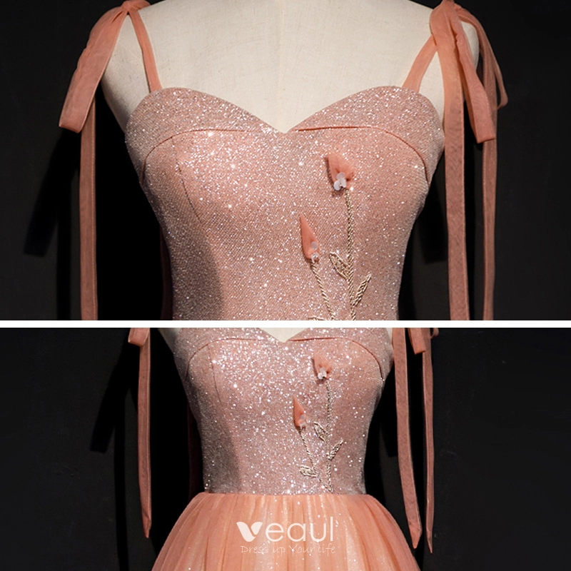 Spaghetti Long A-line Pink Tulle Applqiues Prom Dresses, Handmade Flowers Prom Dresses, 2020 Prom Dresses Spaghetti Long A-line Pink Tulle Applqiues Prom Dresses, Handmade Flowers Prom Dresses, 2020 Prom Dresses