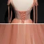 Chic / Beautiful Orange Corset Prom Dresses 2020 A-Line / Princess Spaghetti Straps Sleeveless Appliques Flower Beading Glitter Tulle Floor-Length / Long Ruffle Backless Formal Dresses