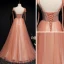 Chic / Beautiful Orange Corset Prom Dresses 2020 A-Line / Princess Spaghetti Straps Sleeveless Appliques Flower Beading Glitter Tulle Floor-Length / Long Ruffle Backless Formal Dresses