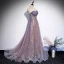 Elegant Purple Selskapskjoler 2020 Prinsesse Kjæreste Uten Ermer Appliques Paljetter Glitter Tyll Feie Tog Buste Ryggløse Formelle Kjoler