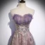 Elegant Purple Selskapskjoler 2020 Prinsesse Kjæreste Uten Ermer Appliques Paljetter Glitter Tyll Feie Tog Buste Ryggløse Formelle Kjoler