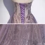 Elegant Purple Selskapskjoler 2020 Prinsesse Kjæreste Uten Ermer Appliques Paljetter Glitter Tyll Feie Tog Buste Ryggløse Formelle Kjoler