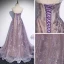 Elegant Purple Selskapskjoler 2020 Prinsesse Kjæreste Uten Ermer Appliques Paljetter Glitter Tyll Feie Tog Buste Ryggløse Formelle Kjoler