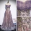 Elegant Purple Selskapskjoler 2020 Prinsesse Kjæreste Uten Ermer Appliques Paljetter Glitter Tyll Feie Tog Buste Ryggløse Formelle Kjoler