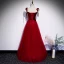 Chic / Beautiful Red Evening Dresses  2020 A-Line / Princess Spaghetti Straps Sleeveless Appliques Flower Beading Floor-Length / Long Ruffle Backless Formal Dresses