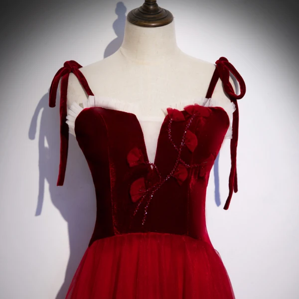 Chic / Beautiful Red Evening Dresses 2020 A-Line / Princess Spaghetti Straps Sleeveless Appliques Flower Beading Floor-Length / Long Ruffle Backless Formal Dresses