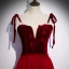 Chic / Beautiful Red Evening Dresses  2020 A-Line / Princess Spaghetti Straps Sleeveless Appliques Flower Beading Floor-Length / Long Ruffle Backless Formal Dresses