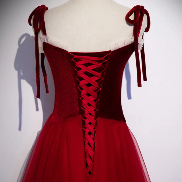 Chic / Beautiful Red Evening Dresses 2020 A-Line / Princess Spaghetti Straps Sleeveless Appliques Flower Beading Floor-Length / Long Ruffle Backless Formal Dresses