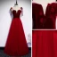 Chic / Beautiful Red Evening Dresses  2020 A-Line / Princess Spaghetti Straps Sleeveless Appliques Flower Beading Floor-Length / Long Ruffle Backless Formal Dresses