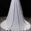 Fashion Silver Charmeuse Evening Dresses  2020 A-Line / Princess High Neck 1/2 Sleeves Beading Sweep Train Ruffle Formal Dresses