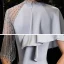 Fashion Silver Charmeuse Evening Dresses  2020 A-Line / Princess High Neck 1/2 Sleeves Beading Sweep Train Ruffle Formal Dresses