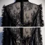 Scintillantes Noire Transparentes Robe De Soirée 2020 Trompette / Sirène Col Haut 3/4 Manches Paillettes Longue Robe De Ceremonie