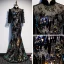 Scintillantes Noire Transparentes Robe De Soirée 2020 Trompette / Sirène Col Haut 3/4 Manches Paillettes Longue Robe De Ceremonie