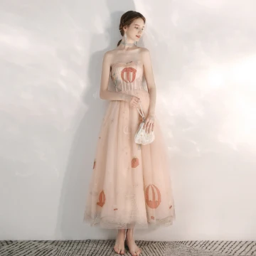 Lovely Pearl Pink Cartoon Prom Dresses 2020 A Line Princess Sweetheart Sleeveless Appliques Lace Beading Ankle Length Ruffle Backless Formal Dresses