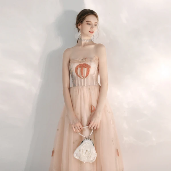 Lovely Pearl Pink Cartoon Prom Dresses 2020 A-Line / Princess Sweetheart Sleeveless Appliques Lace Beading Ankle Length Ruffle Backless Formal Dresses