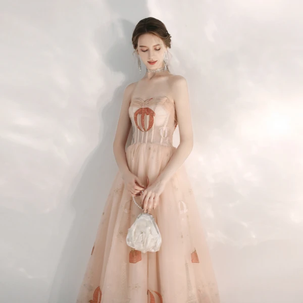 Lovely Pearl Pink Cartoon Prom Dresses 2020 A-Line / Princess Sweetheart Sleeveless Appliques Lace Beading Ankle Length Ruffle Backless Formal Dresses