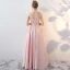 Chic / Beautiful Blushing Pink Evening Dresses  2018 A-Line / Princess Scoop Neck Sleeveless Appliques Lace Pearl Rhinestone Floor-Length / Long Ruffle Backless Formal Dresses