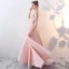 Chic / Beautiful Blushing Pink Evening Dresses  2018 A-Line / Princess Scoop Neck Sleeveless Appliques Lace Pearl Rhinestone Floor-Length / Long Ruffle Backless Formal Dresses