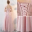 Chic / Beautiful Blushing Pink Evening Dresses  2018 A-Line / Princess Scoop Neck Sleeveless Appliques Lace Pearl Rhinestone Floor-Length / Long Ruffle Backless Formal Dresses
