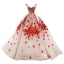 Flower Fairy Blushing Pink Red Carpet Evening Dresses  2023 Ball Gown Off-The-Shoulder Short Sleeve Appliques Flower Court Train Ruffle Backless Formal Dresses