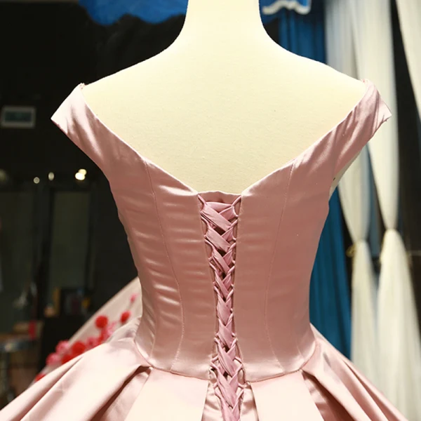 Flower Fairy Blushing Pink Red Carpet Evening Dresses  2023 Ball Gown Off-The-Shoulder Short Sleeve Appliques Flower Court Train Ruffle Backless Formal Dresses