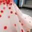 Flower Fairy Blushing Pink Red Carpet Evening Dresses  2023 Ball Gown Off-The-Shoulder Short Sleeve Appliques Flower Court Train Ruffle Backless Formal Dresses