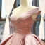 Flower Fairy Blushing Pink Red Carpet Evening Dresses  2023 Ball Gown Off-The-Shoulder Short Sleeve Appliques Flower Court Train Ruffle Backless Formal Dresses
