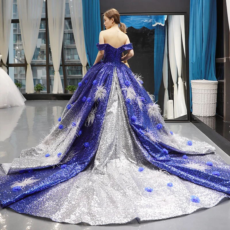 sachin and babi light blue dress A-Line V-Neck Low Cut Royal Blue Satin Prom Dress with Beading PG758 US2 / Custom Color main image 0