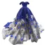 Scintillantes Bleu Roi Dégradé De Couleur Argenté Paillettes Tapis rouge Robe De Soirée 2023 Princesse De l'épaule Manches Courtes Appliques Fleur Perlage Plumes Chapel Train
