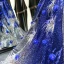 Scintillantes Bleu Roi Dégradé De Couleur Argenté Paillettes Tapis rouge Robe De Soirée 2023 Princesse De l'épaule Manches Courtes Appliques Fleur Perlage Plumes Chapel Train