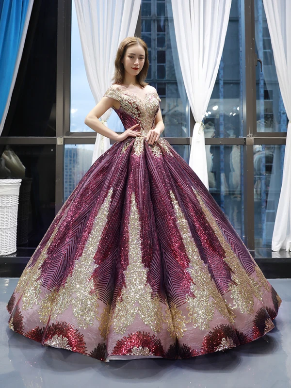 Glitzernden Traube Tanzen Ballkleider 2023 Ballkleid Durchsichtige Eckiger Ausschnitt Kurze Ärmel Applikationen Pailletten Perlenstickerei Lange Rüschen Rückenfreies