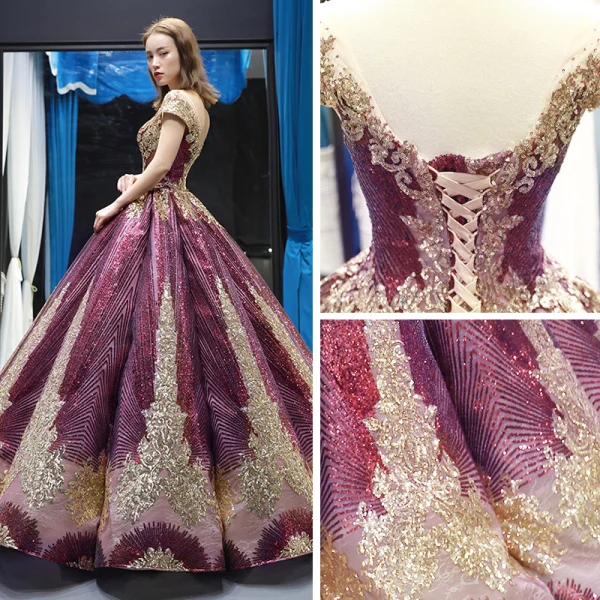 Glitzernden Traube Tanzen Ballkleider 2023 Ballkleid Durchsichtige Eckiger Ausschnitt Kurze Ärmel Applikationen Pailletten Perlenstickerei Lange Rüschen Rückenfreies