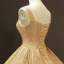 High-end Gold Dancing Prom Dresses 2023 Ball Gown Shoulders Sleeveless Glitter Tulle Floor-Length / Long Ruffle Backless Formal Dresses