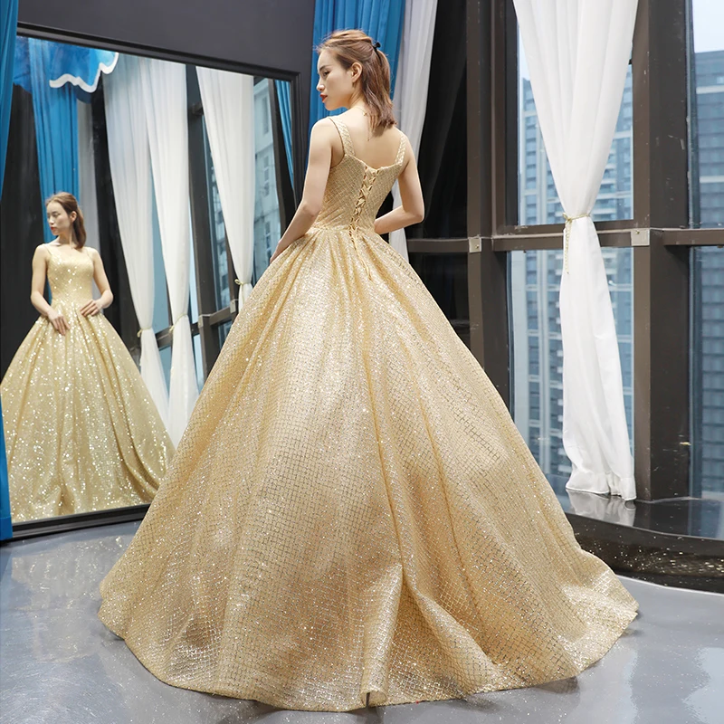 slim fit dress slacks Gold V Neck Prom Dress With Rhinestone Beading And Open Lace Back