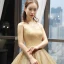 High-end Gold Dancing Prom Dresses 2023 Ball Gown Shoulders Sleeveless Glitter Tulle Floor-Length / Long Ruffle Backless Formal Dresses