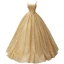High-end Gold Dancing Prom Dresses 2023 Ball Gown Shoulders Sleeveless Glitter Tulle Floor-Length / Long Ruffle Backless Formal Dresses