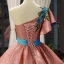 Sparkly Pearl Pink Sequins Dancing Prom Dresses 2023 Ball Gown One-Shoulder Short Sleeve Appliques Embroidered Flower Floor-Length / Long Ruffle Backless