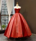 High-end Rød Suede Ballkjoler 2023 Ballkjole Kjæreste Uten Ermer Beading Appliques Paljetter Feie Tog Buste Ryggløse Formelle Kjoler