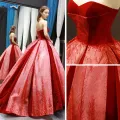 High-end Rød Suede Ballkjoler 2023 Ballkjole Kjæreste Uten Ermer Beading Appliques Paljetter Feie Tog Buste Ryggløse Formelle Kjoler